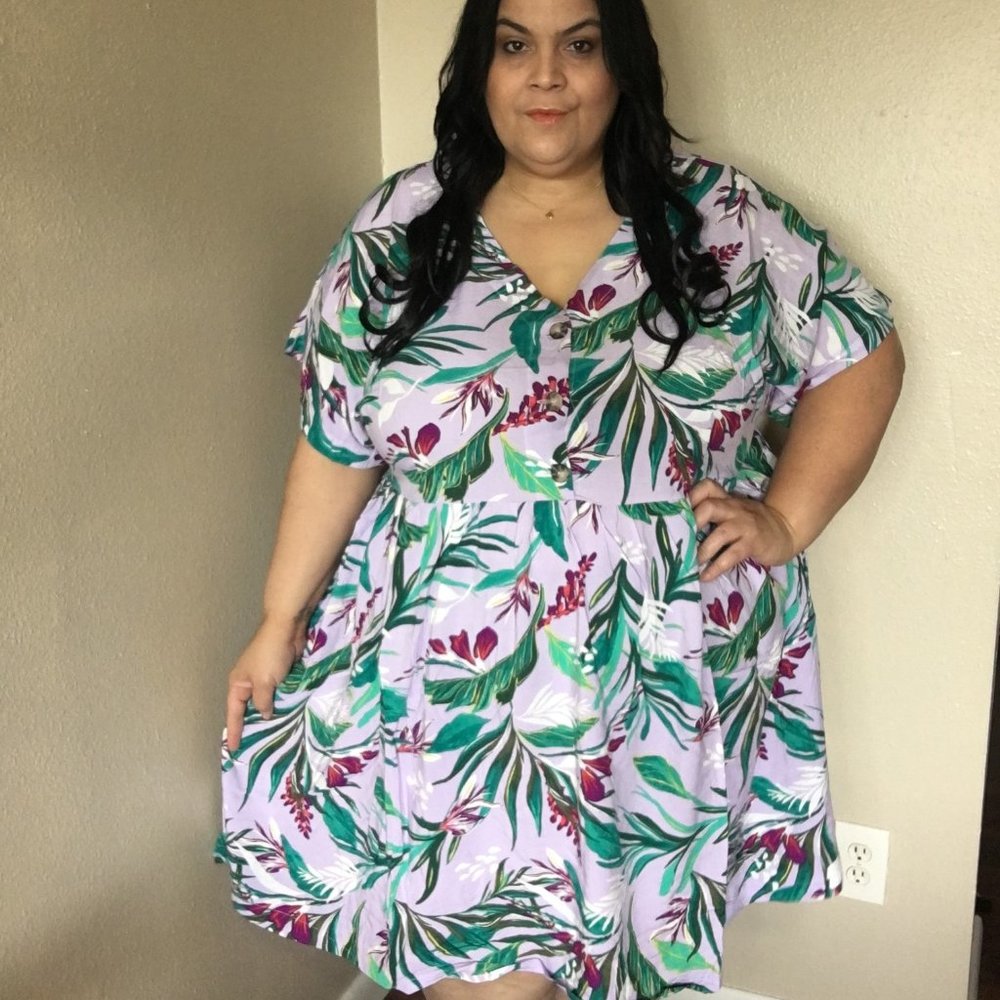 TERRA & SKY WOMENS PLUS SIZE BABYDOLL DRESS